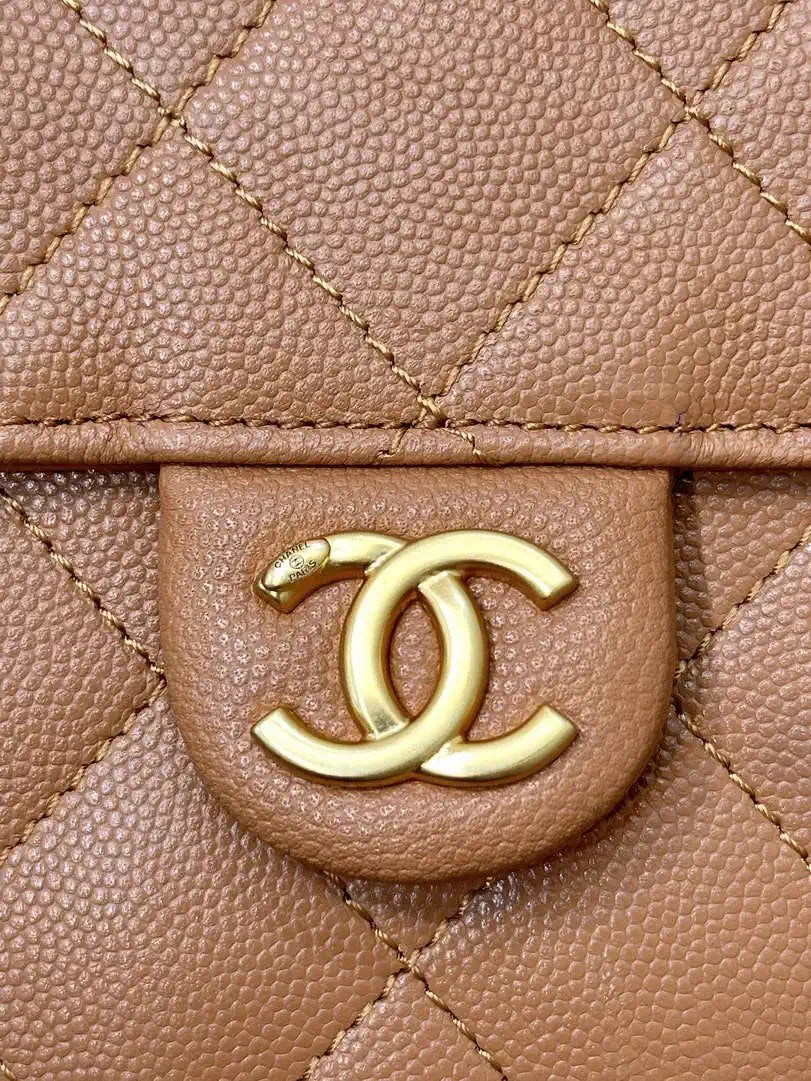 Chanel AS5311 Large Hobo Shiny Calfskin & Gold-Tone Metal Brown