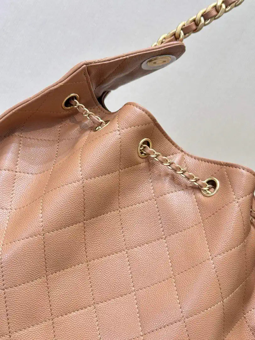 Chanel AS5311 Large Hobo Shiny Calfskin & Gold-Tone Metal Brown