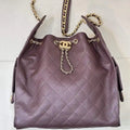 Chanel AS5311 Large Hobo Shiny Calfskin & Gold-Tone Metal coffee Brown