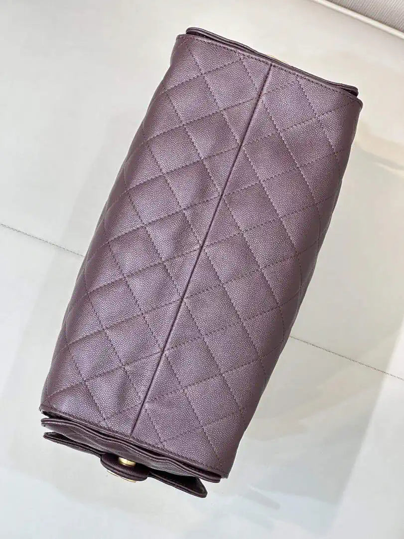 Chanel AS5311 Large Hobo Shiny Calfskin & Gold-Tone Metal coffee Brown