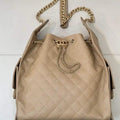 Chanel AS5311 Large Hobo Shiny Calfskin & Gold-Tone Metal Khaki