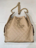 Chanel AS5311 Large Hobo Shiny Calfskin & Gold-Tone Metal Khaki
