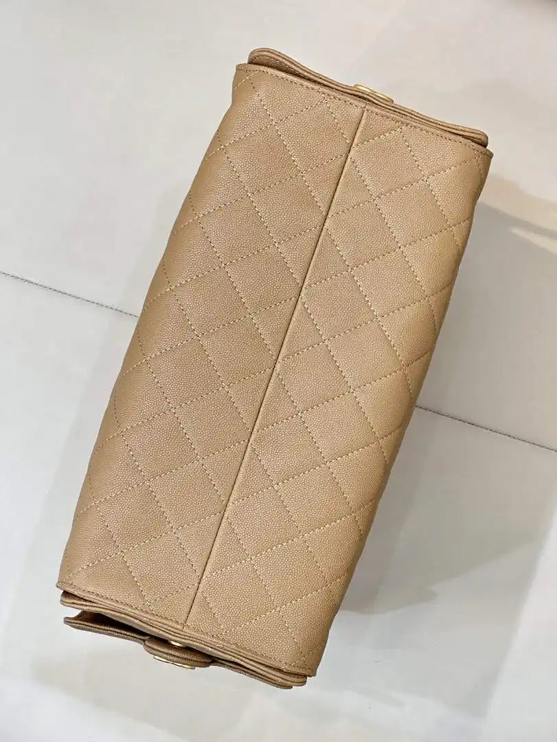 Chanel AS5311 Large Hobo Shiny Calfskin & Gold-Tone Metal Khaki