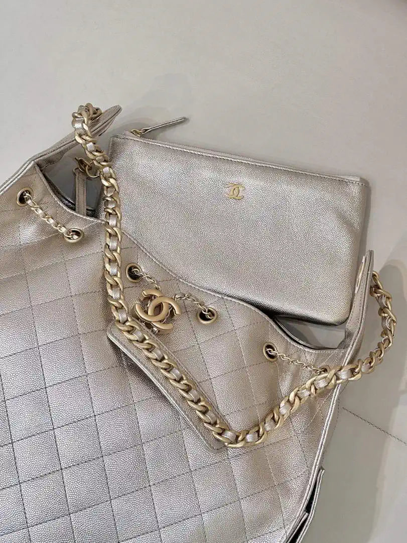 Chanel AS5311 Large Hobo Shiny Calfskin & Gold-Tone Metal Ligth Gold