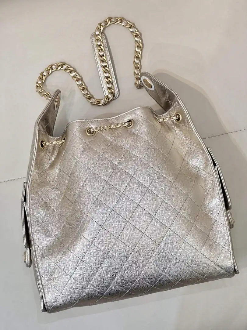 Chanel AS5311 Large Hobo Shiny Calfskin & Gold-Tone Metal Ligth Gold