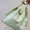 Chanel AS5311 Large Hobo Shiny Calfskin & Gold-Tone Metal Ligth Green