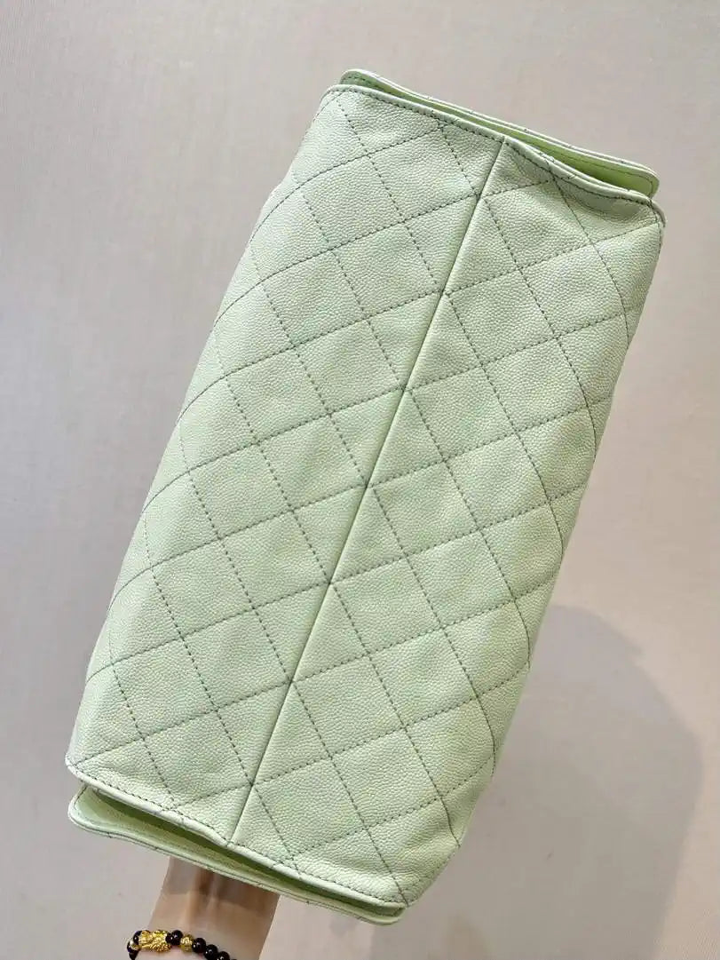 Chanel AS5311 Large Hobo Shiny Calfskin & Gold-Tone Metal Ligth Green