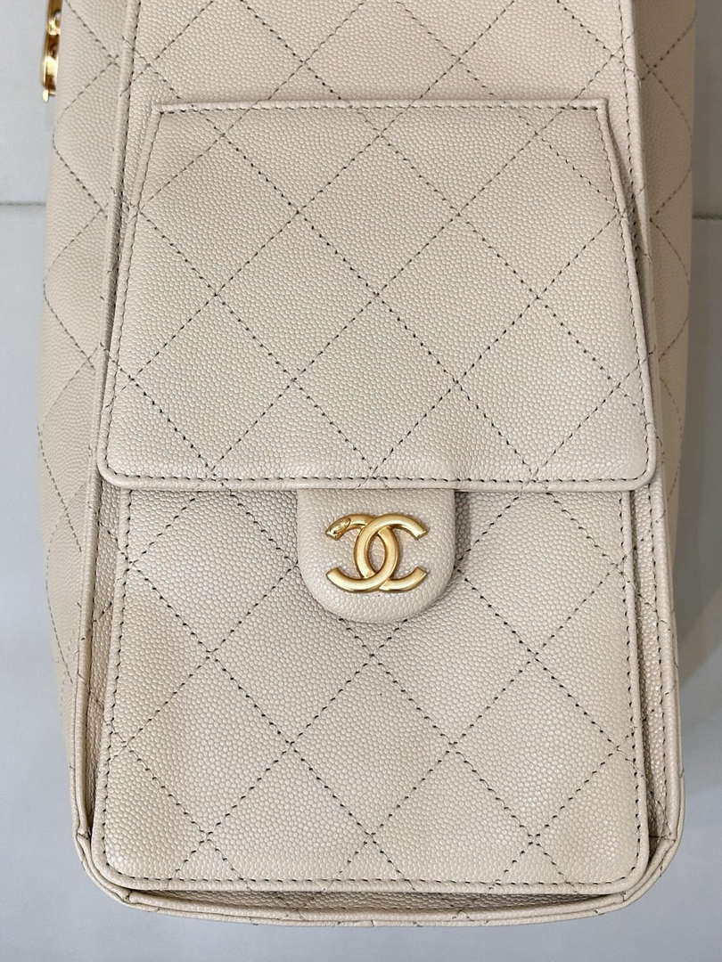 Chanel AS5311 Large Hobo Shiny Calfskin & Gold-Tone Metal Apricot