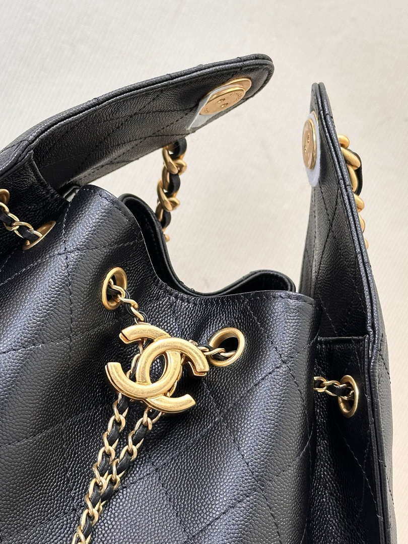 Chanel AS5311 Large Hobo Shiny Calfskin & Gold-Tone Metal Black