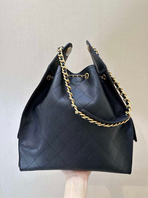Chanel AS5311 Large Hobo Shiny Calfskin & Gold-Tone Metal Black - Default Title - View 6
