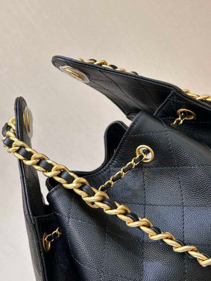 Chanel AS5311 Large Hobo Shiny Calfskin & Gold-Tone Metal Black - Default Title - View 7