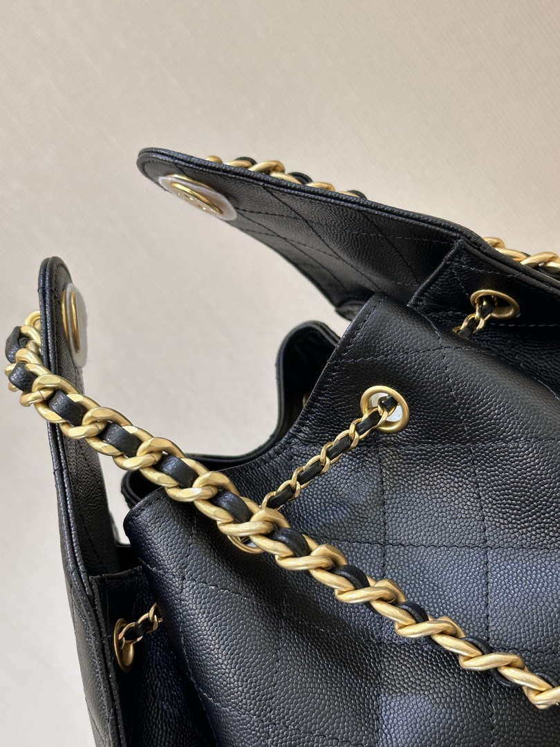Chanel AS5311 Large Hobo Shiny Calfskin & Gold-Tone Metal Black - Default Title - View 7