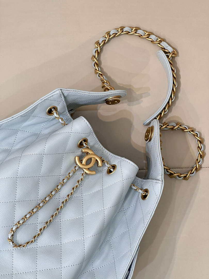 Chanel AS5311 Large Hobo Shiny Calfskin & Gold-Tone Metal Blue