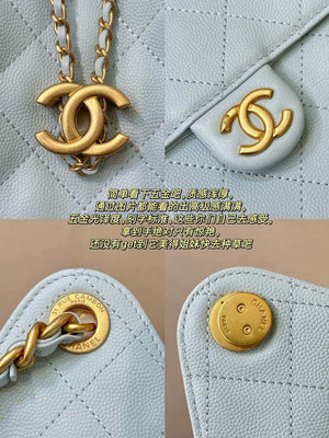 Chanel AS5311 Large Hobo Shiny Calfskin & Gold-Tone Metal Blue - Default Title - View 7