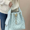 Chanel AS5311 Large Hobo Shiny Calfskin & Gold-Tone Metal Blue - Default Title - View 1