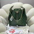 Chanel AS5311 Large Hobo Shiny Calfskin & Gold-Tone Metal Deep Green