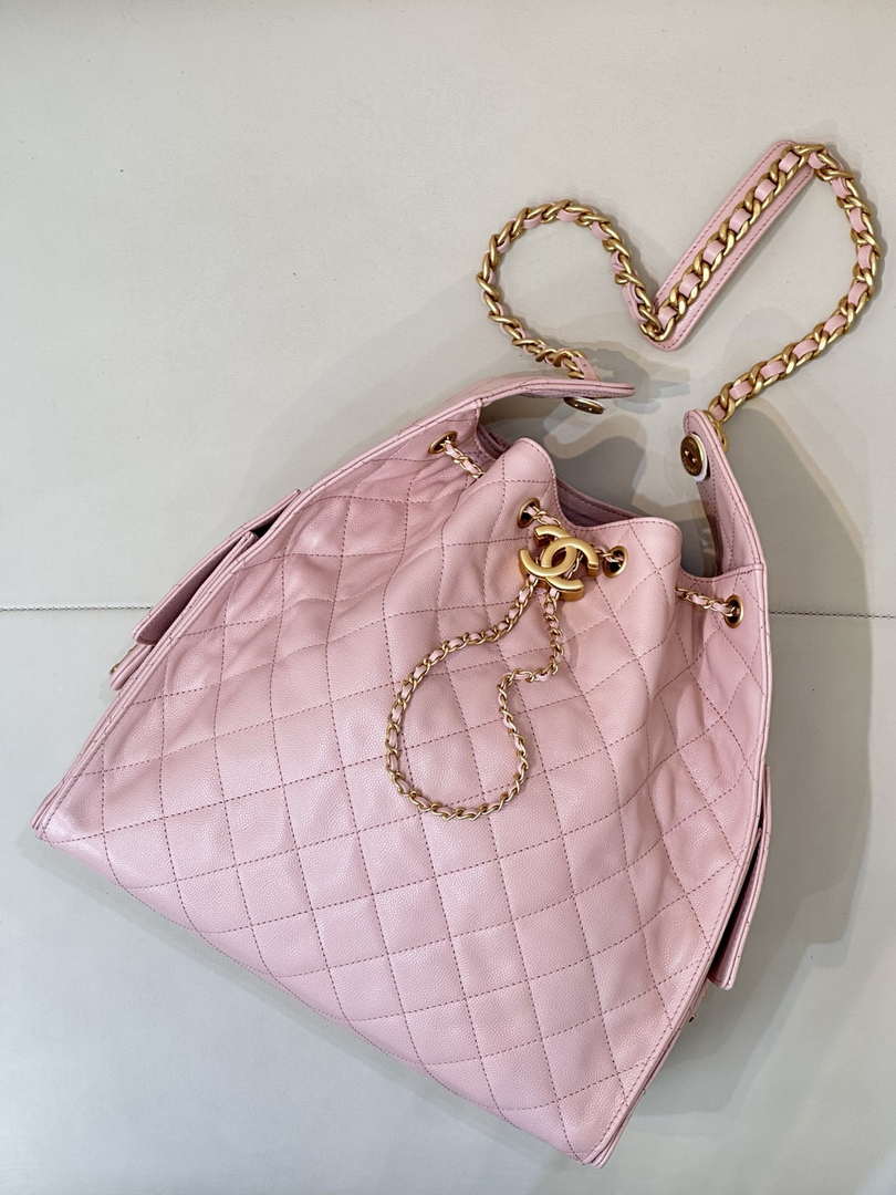 Chanel AS5311 Large Hobo Shiny Calfskin & Gold-Tone Metal Pink - Default Title - View 1