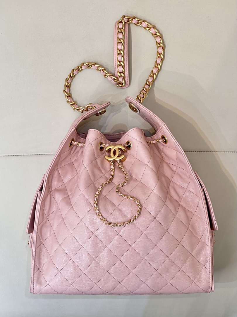Chanel AS5311 Large Hobo Shiny Calfskin & Gold-Tone Metal Pink