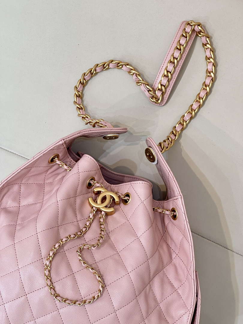 Chanel AS5311 Large Hobo Shiny Calfskin & Gold-Tone Metal Pink