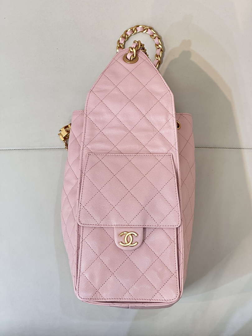 Chanel AS5311 Large Hobo Shiny Calfskin & Gold-Tone Metal Pink