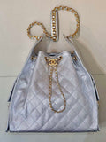 Chanel AS5311 Large Hobo Shiny Calfskin & Gold-Tone Metal Silver