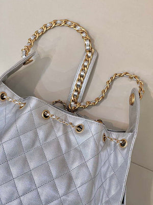 Chanel AS5311 Large Hobo Shiny Calfskin & Gold-Tone Metal Silver - Default Title - View 8