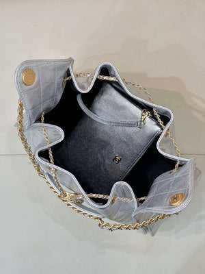 Chanel AS5311 Large Hobo Shiny Calfskin & Gold-Tone Metal Silver - Default Title - View 9