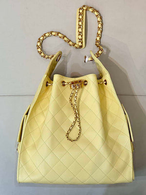 Chanel AS5311 Large Hobo Shiny Calfskin & Gold-Tone Metal Yellow - Default Title - View 1