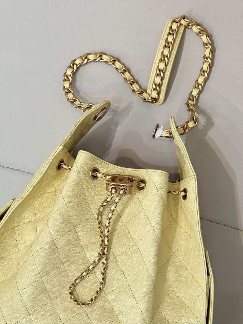 Chanel AS5311 Large Hobo Shiny Calfskin & Gold-Tone Metal Yellow - Default Title - View 2