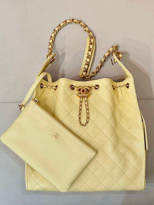 Chanel AS5311 Large Hobo Shiny Calfskin & Gold-Tone Metal Yellow - Default Title - View 3
