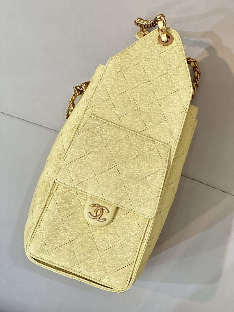 Chanel AS5311 Large Hobo Shiny Calfskin & Gold-Tone Metal Yellow - Default Title - View 4