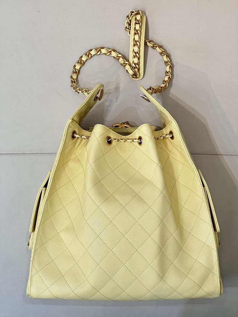 Chanel AS5311 Large Hobo Shiny Calfskin & Gold-Tone Metal Yellow