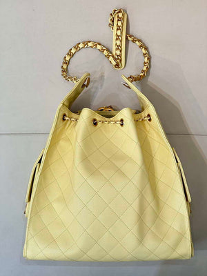 Chanel AS5311 Large Hobo Shiny Calfskin & Gold-Tone Metal Yellow - Default Title - View 6