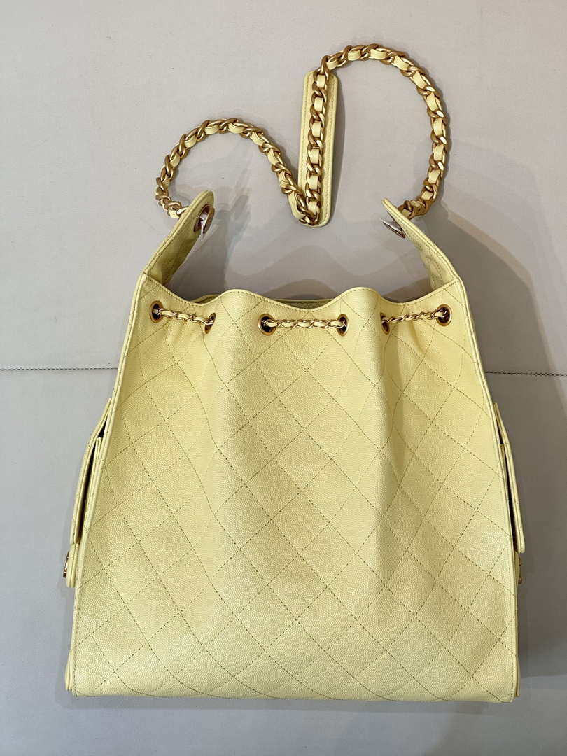 Chanel AS5311 Large Hobo Shiny Calfskin & Gold-Tone Metal Yellow