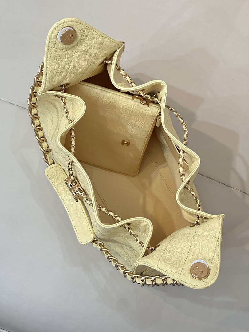 Chanel AS5311 Large Hobo Shiny Calfskin & Gold-Tone Metal Yellow - Default Title - View 9