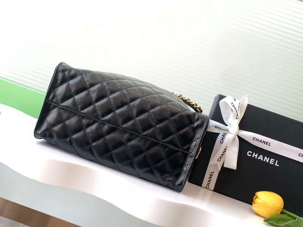 Chanel AS5311 Large Hobo Shiny Lambskin & Gold-Tone Metal Black