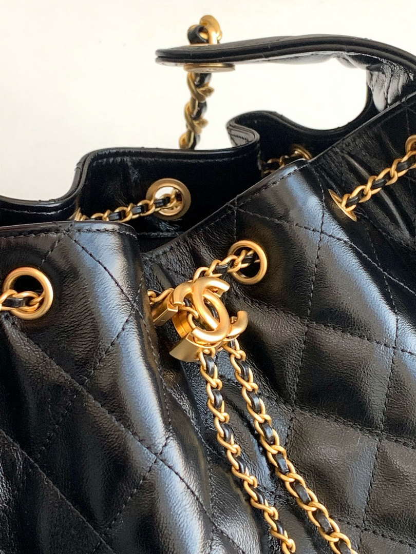 Chanel AS5311 Large Hobo Shiny Lambskin & Gold-Tone Metal Black - Default Title - View 7