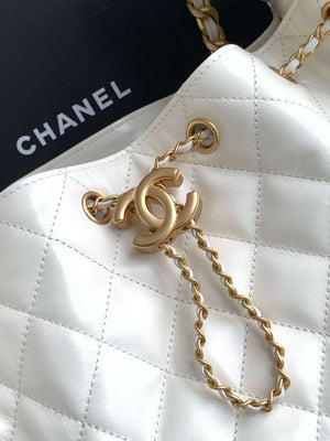 Chanel AS5311 Large Hobo Shiny Lambskin & Gold-Tone Metal White - Default Title - View 5