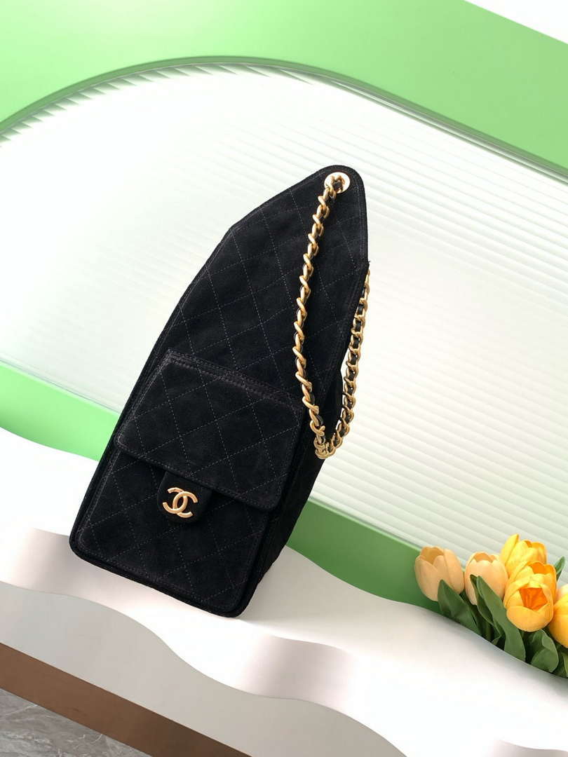 Chanel AS5311 Large Hobo Suede & Gold-Tone Metal Black