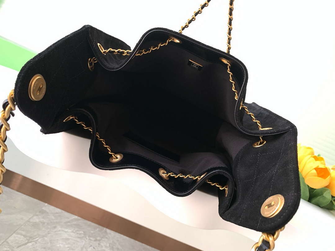 Chanel AS5311 Large Hobo Suede & Gold-Tone Metal Black - Default Title - View 8