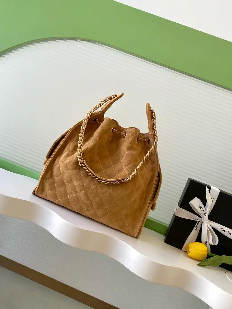 Chanel AS5311 Large Hobo Suede & Gold-Tone Metal Camel
