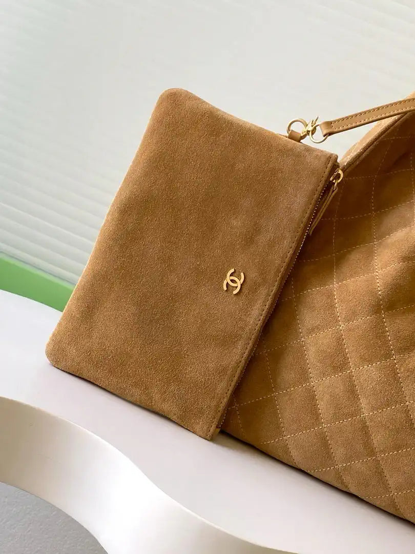 Chanel AS5311 Large Hobo Suede & Gold-Tone Metal Camel