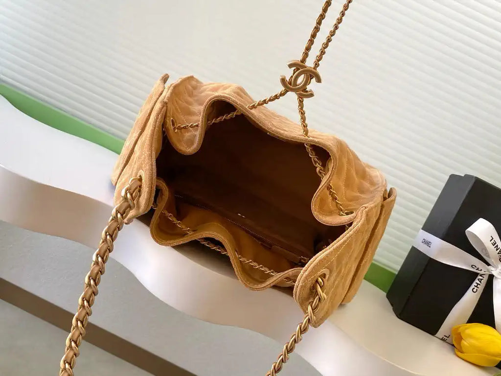 Chanel AS5311 Large Hobo Suede & Gold-Tone Metal Camel