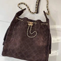 Chanel AS5311 Large Hobo Suede & Gold-Tone Metal Dark Brown