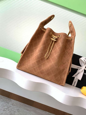 Chanel AS5311 Large Hobo Suede & Gold-Tone Metal Earthy Yellow - Default Title - View 1