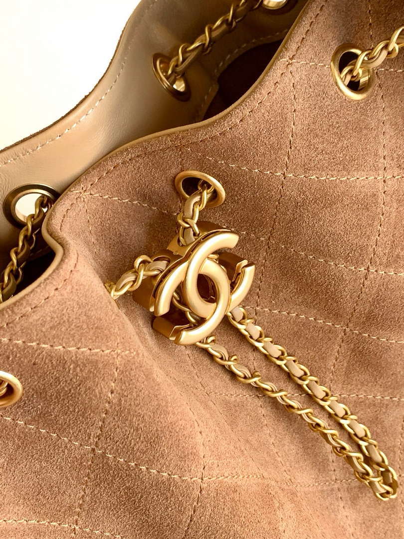 Chanel AS5311 Large Hobo Suede & Gold-Tone Metal Earthy Yellow