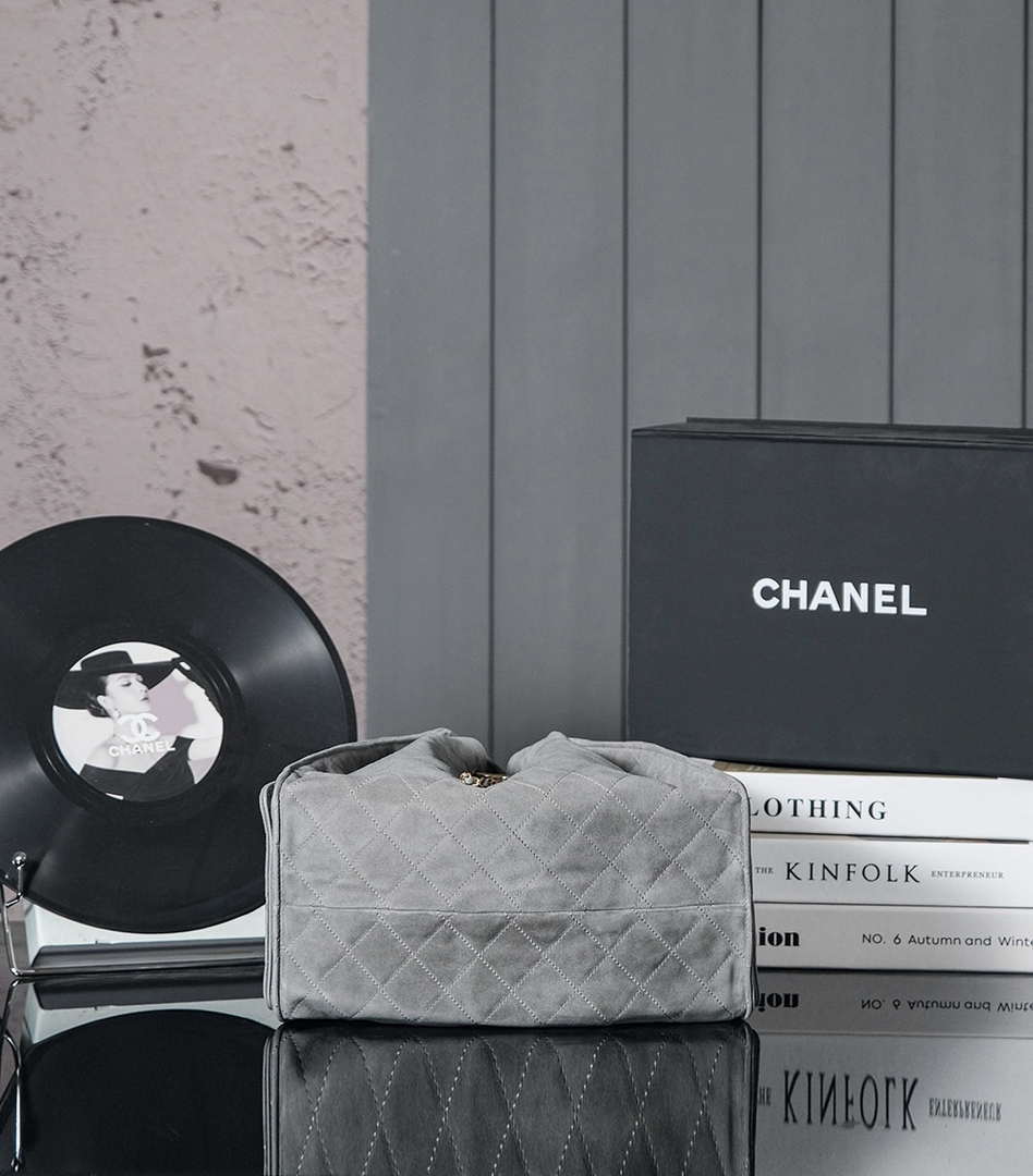 Chanel AS5311 Large Hobo Suede & Gold-Tone Metal Elephant Gray - Default Title - View 4