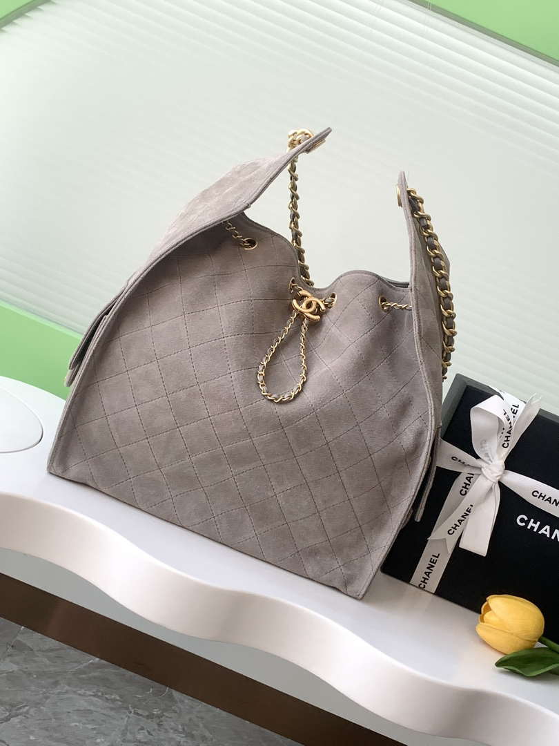 Chanel AS5311 Large Hobo Suede & Gold-Tone Metal Brown - Default Title - View 1