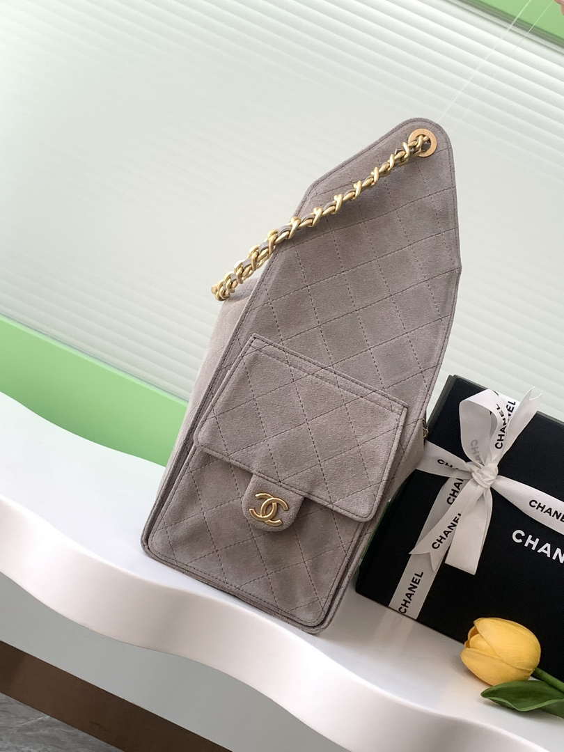 Chanel AS5311 Large Hobo Suede & Gold-Tone Metal Brown
