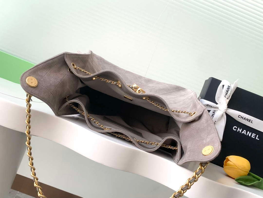 Chanel AS5311 Large Hobo Suede & Gold-Tone Metal Brown